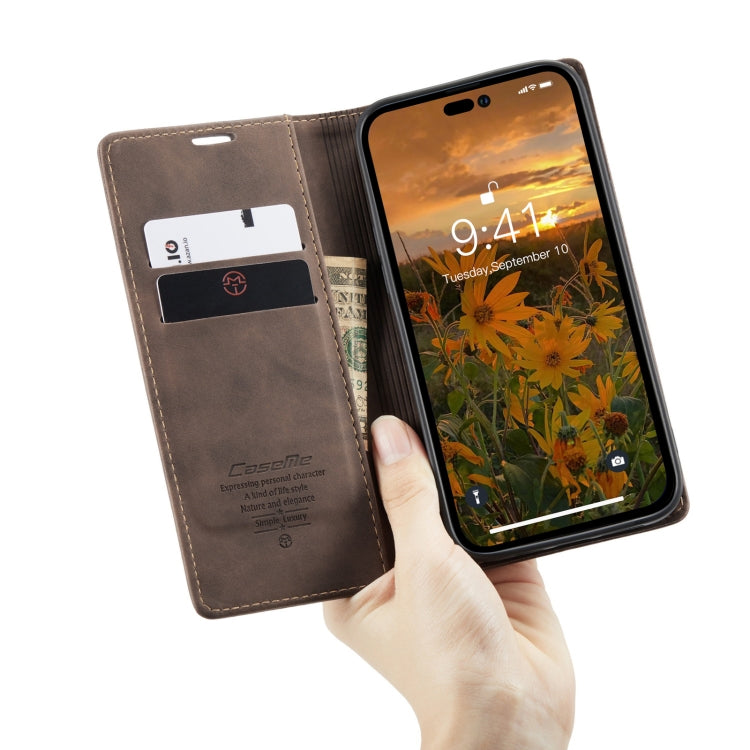 For iPhone 14 Pro Max CaseMe-013 Multifunctional Retro Frosted Leather Phone Case (Coffee) - HoMEdemic™ 