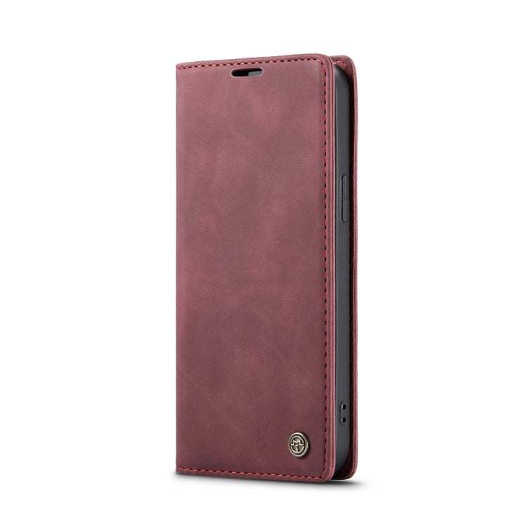 For iPhone 14 Pro Max CaseMe-013 Multifunctional Retro Frosted Leather Phone Case (Wine Red) - HoMEdemic™ 