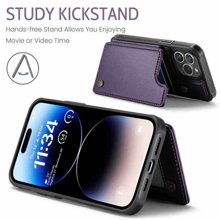 For iPhone 14 Pro Max CaseMe C22 Card Slots Holder RFID Anti-theft Phone Case(Purple) - HoMEdemic™ 