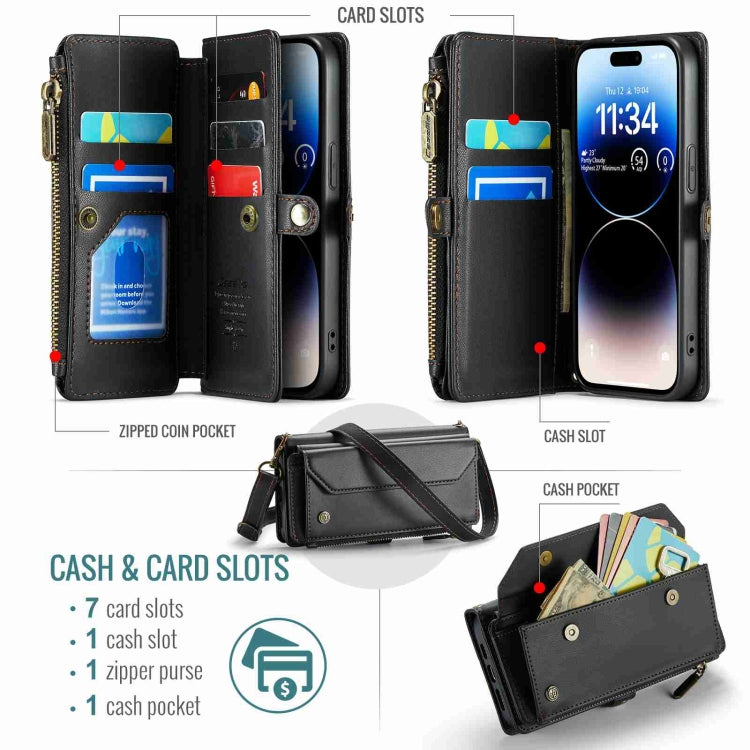For iPhone 14 Pro Max CaseMe C36 Card Slots Zipper Wallet RFID Anti-theft Leather Phone Case(Black) - HoMEdemic™ 