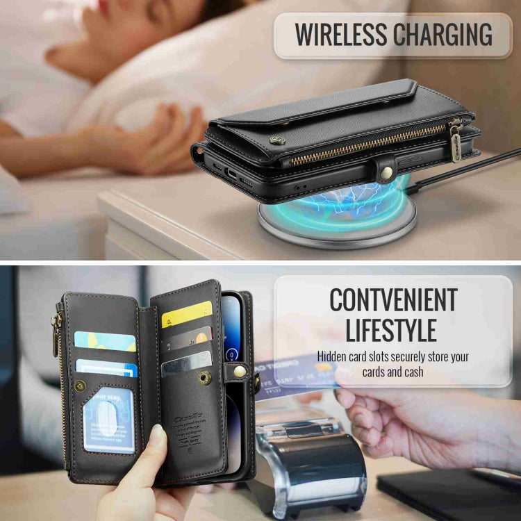 For iPhone 14 Pro Max CaseMe C36 Card Slots Zipper Wallet RFID Anti-theft Leather Phone Case(Black) - HoMEdemic™ 