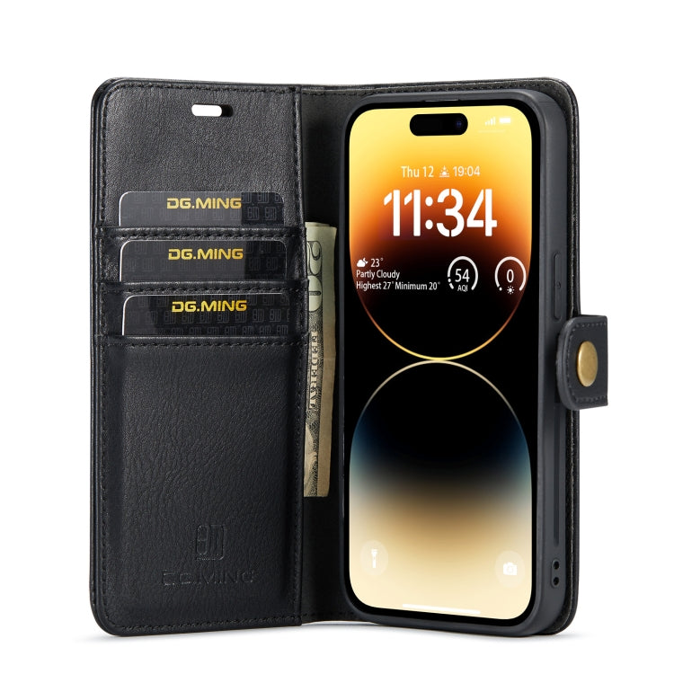 For iPhone 14 Pro Max DG.MING Crazy Horse Texture Detachable Magnetic Leather Case(Black) - HoMEdemic™ 