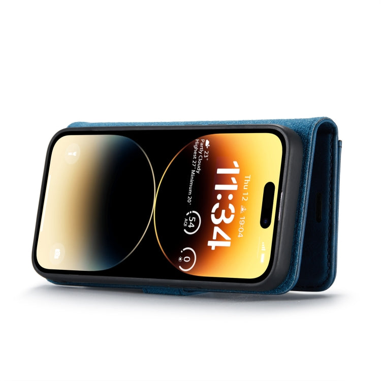For iPhone 14 Pro Max DG.MING Crazy Horse Texture Detachable Magnetic Leather Case(Blue) - HoMEdemic™ 