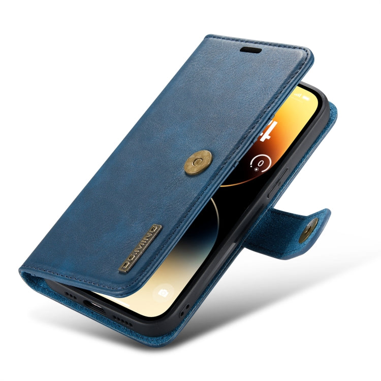 For iPhone 14 Pro Max DG.MING Crazy Horse Texture Detachable Magnetic Leather Case(Blue) - HoMEdemic™ 