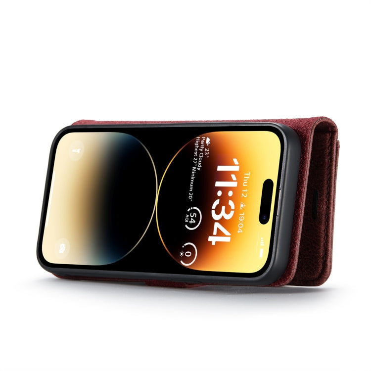 For iPhone 14 Pro Max DG.MING Crazy Horse Texture Detachable Magnetic Leather Case(Red) - HoMEdemic™ 