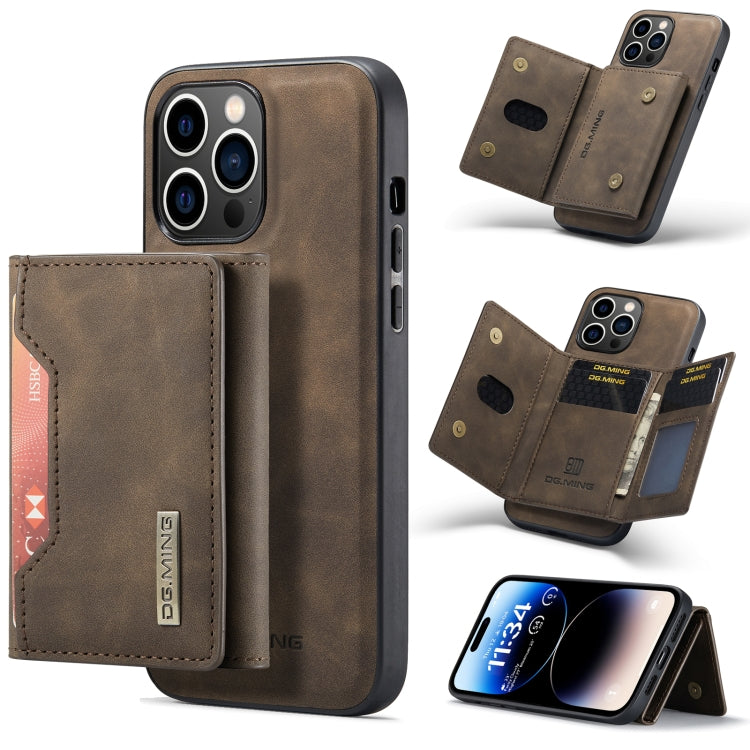 For iPhone 14 Pro Max DG.MING M2 Series 3-Fold Card Bag Leather Case(Coffee) - HoMEdemic™ 