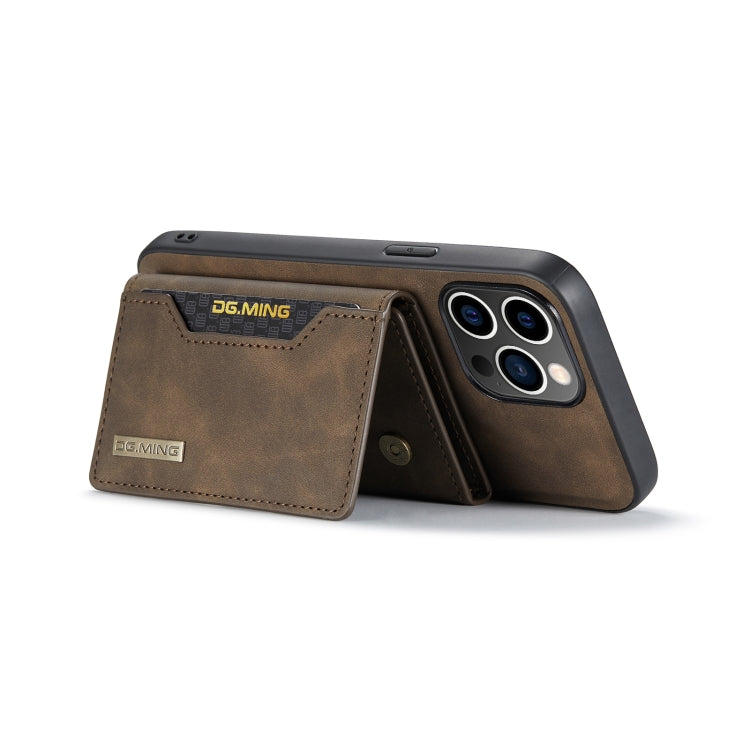 For iPhone 14 Pro Max DG.MING M2 Series 3-Fold Card Bag Leather Case(Coffee) - HoMEdemic™ 