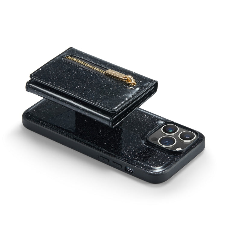 For iPhone 14 Pro Max DG.MING M3 Series Glitter Powder Card Bag Leather Case(Black) - HoMEdemic™ 