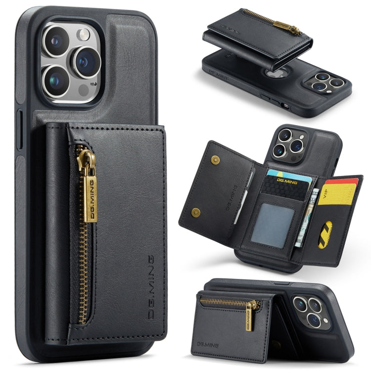 For iPhone 14 Pro Max DG.MING M5 Series Zip RFID Multi Card Detachable Leather Phone Case(Black) - HoMEdemic™ 