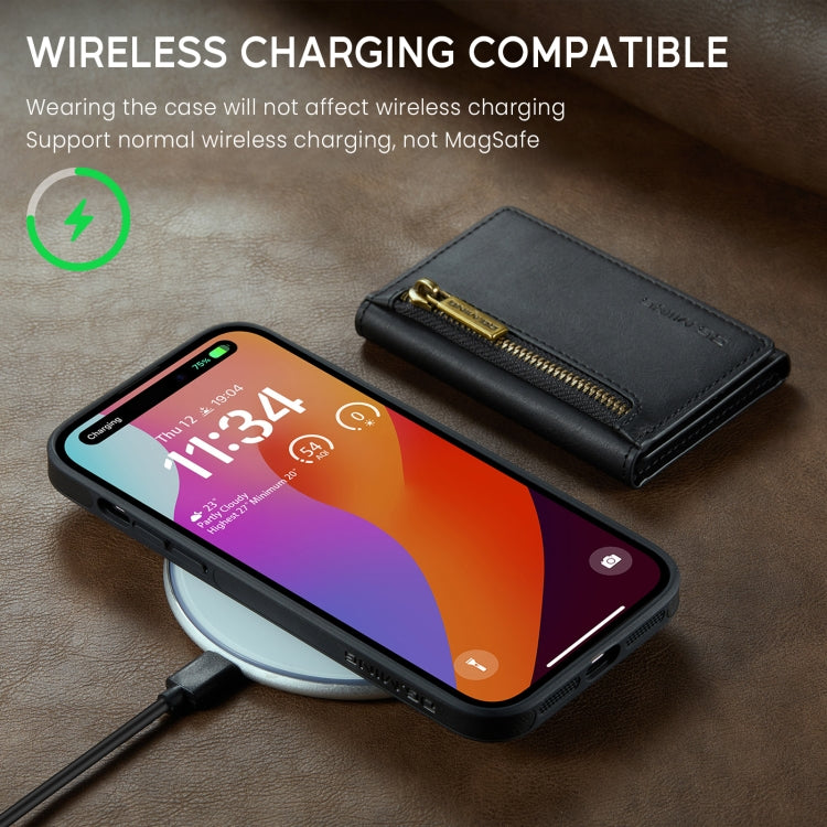 For iPhone 14 Pro Max DG.MING M5 Series Zip RFID Multi Card Detachable Leather Phone Case(Black) - HoMEdemic™ 