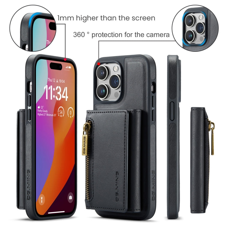 For iPhone 14 Pro Max DG.MING M5 Series Zip RFID Multi Card Detachable Leather Phone Case(Black) - HoMEdemic™ 