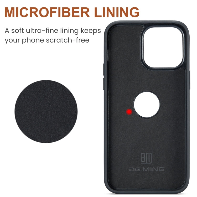 For iPhone 14 Pro Max DG.MING M5 Series Zip RFID Multi Card Detachable Leather Phone Case(Brown) - HoMEdemic™ 