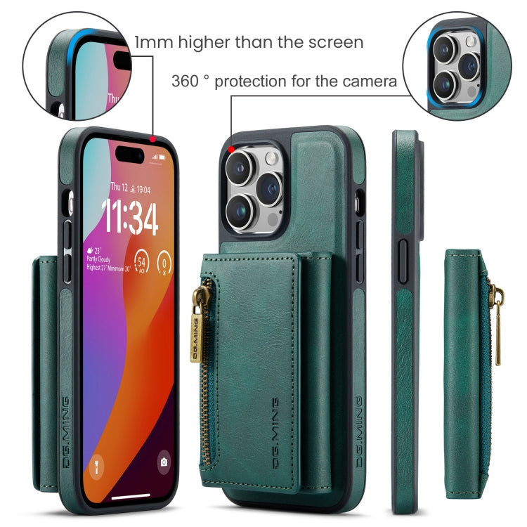 For iPhone 14 Pro Max DG.MING M5 Series Zip RFID Multi Card Detachable Leather Phone Case(Green) - HoMEdemic™ 