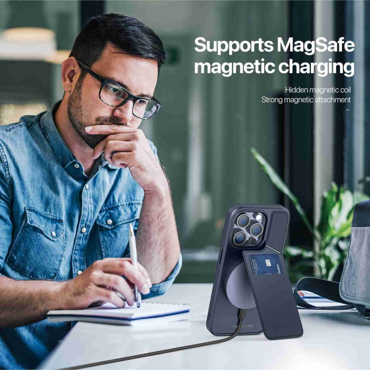 For iPhone 14 Pro Max DUX DUCIS Rafi II Series MagSafe Magnetic Holder RFID Phone Case(Blue) - HoMEdemic™ 