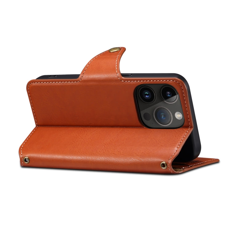 For iPhone 14 Pro Max Denior Cowhide Texture Wallet Style Leather Phone Case(Brown) - HoMEdemic™ 