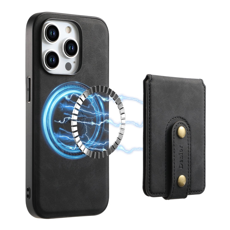 For iPhone 14 Pro Max Denior D14 NK Retro Pattern MagSafe Magnetic Card Holder Leather Phone Case(Black) - HoMEdemic™ 