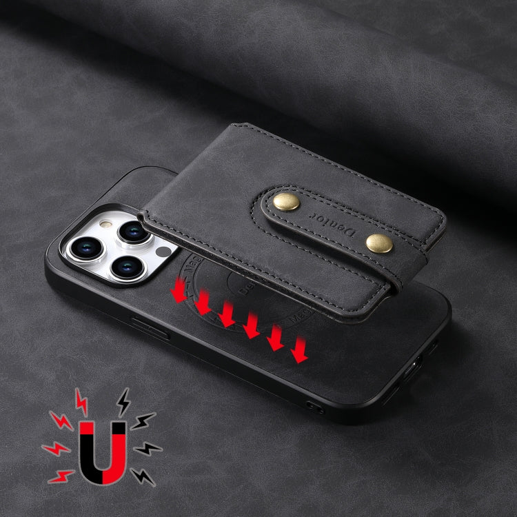 For iPhone 14 Pro Max Denior D14 NK Retro Pattern MagSafe Magnetic Card Holder Leather Phone Case(Black) - HoMEdemic™ 