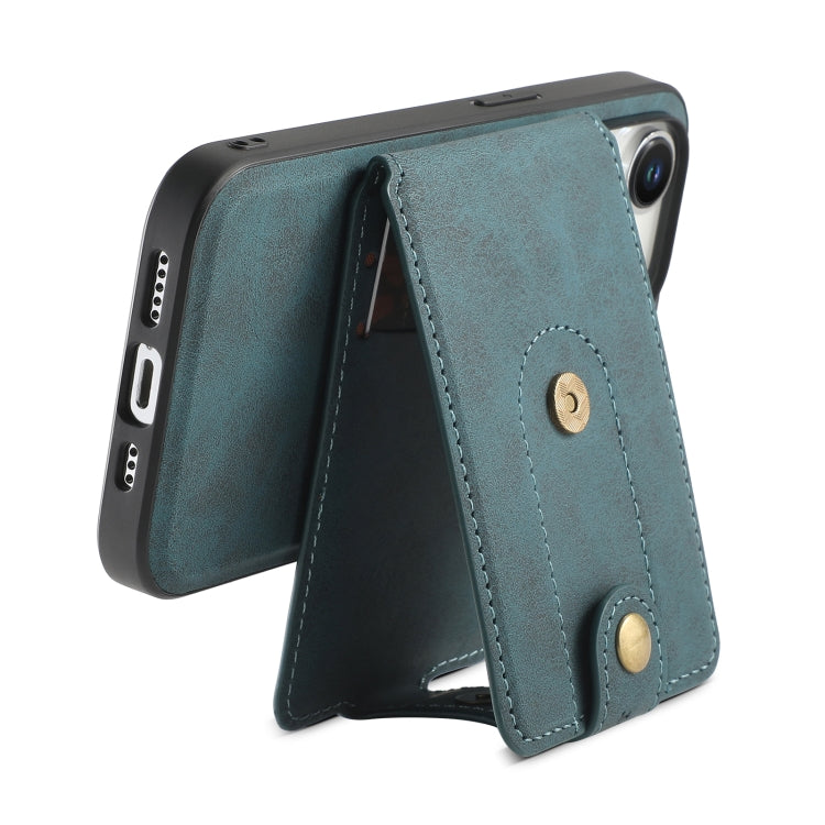For iPhone 14 Pro Max Denior D14 NK Retro Pattern MagSafe Magnetic Card Holder Leather Phone Case(Blue) - HoMEdemic™ 