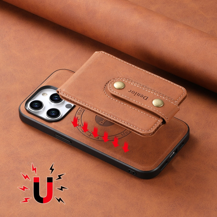For iPhone 14 Pro Max Denior D14 NK Retro Pattern MagSafe Magnetic Card Holder Leather Phone Case(Brown) - HoMEdemic™ 