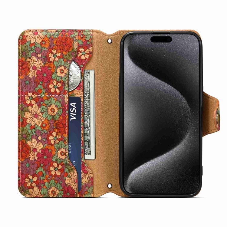 For iPhone 14 Pro Max Denior Flower Language Series Cork Fabric Oil Edge Leather Phone Case(Summer) - HoMEdemic™ 