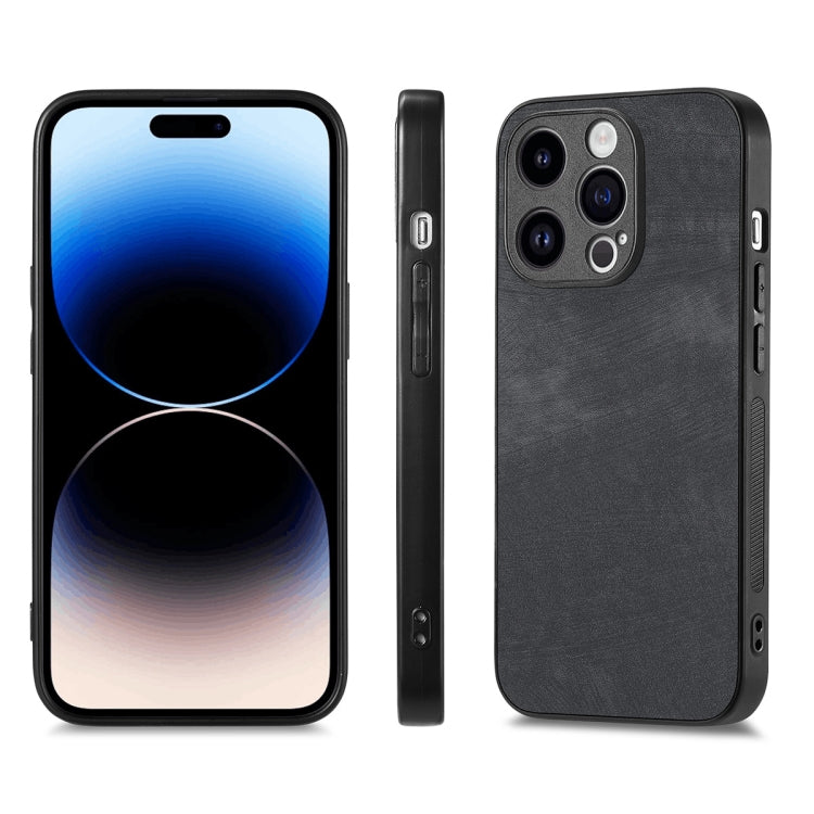 For iPhone 14 Pro Max ENKAY Retro Leather Skin PC Phone Case with High Aluminum-silicon Glass Film(Black) - HoMEdemic™ 