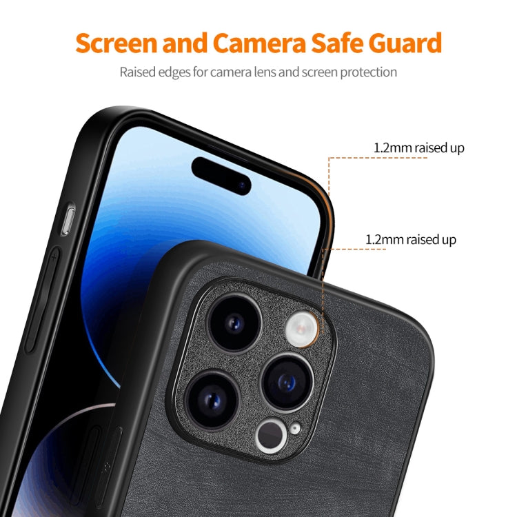 For iPhone 14 Pro Max ENKAY Retro Leather Skin PC Phone Case with High Aluminum-silicon Glass Film(Black) - HoMEdemic™ 