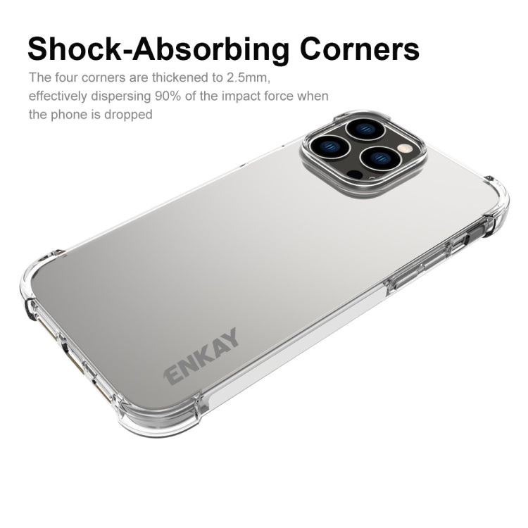For iPhone 14 Pro Max ENKAY Transparent TPU Shockproof Phone Case with Glass Film - HoMEdemic™ 
