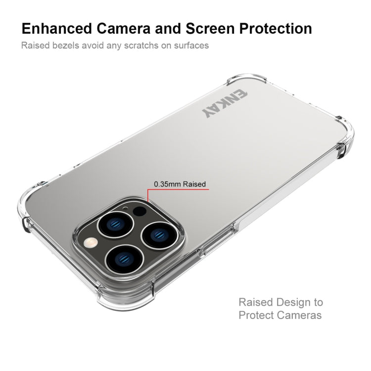 For iPhone 14 Pro Max ENKAY Transparent TPU Shockproof Phone Case with Glass Film - HoMEdemic™ 