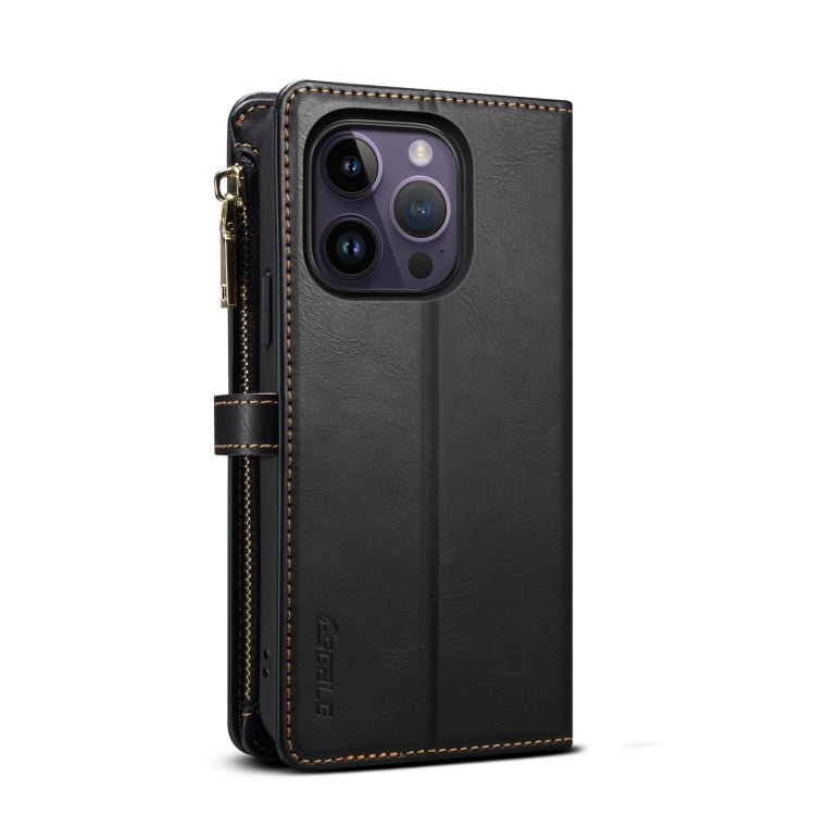 For iPhone 14 Pro Max ESEBLE Star Series Lanyard Zipper Wallet RFID Leather Case(Black) - HoMEdemic™ 