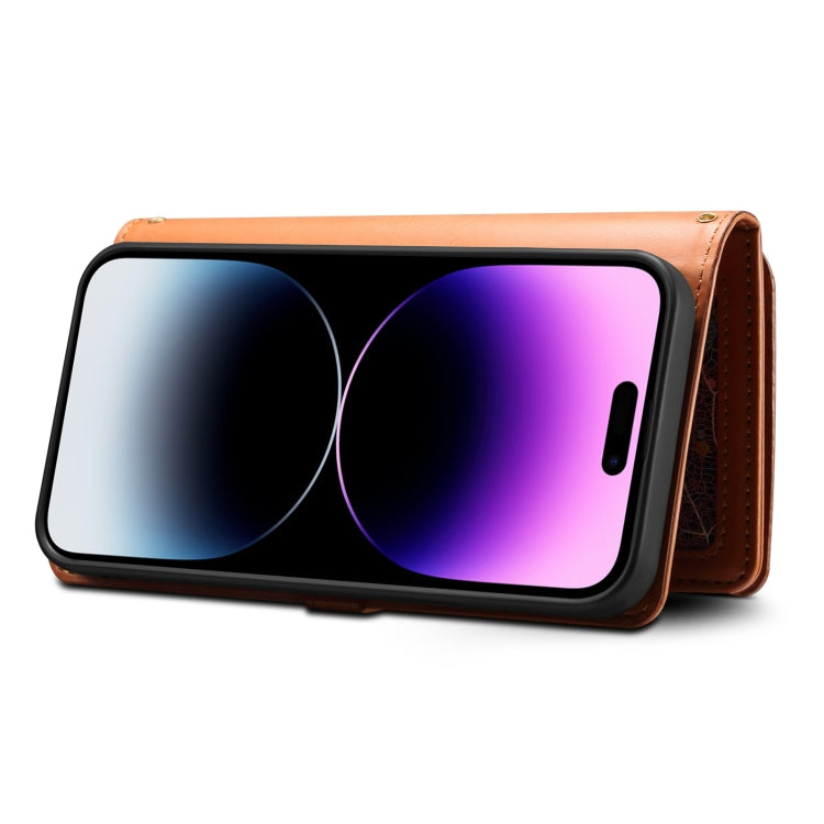 For iPhone 14 Pro Max ESEBLE Star Series Lanyard Zipper Wallet RFID Leather Case(Brown) - HoMEdemic™ 