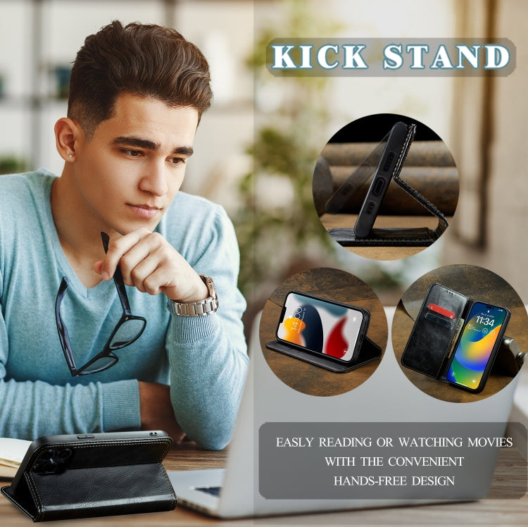 For iPhone 14 Pro Max FIERRE SHANN Vintage Bark Texture Wallet Leather Phone Case(Black) - HoMEdemic™ 