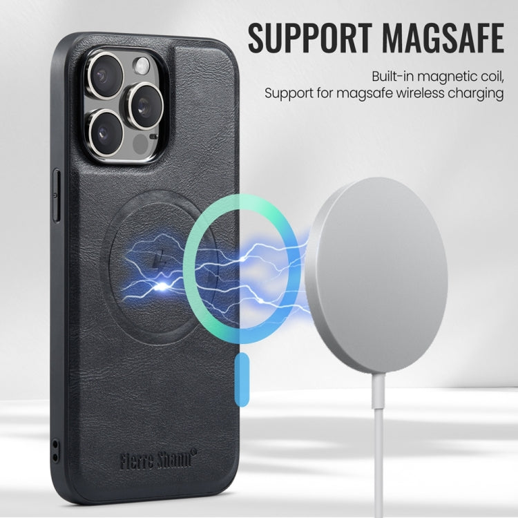 For iPhone 14 Pro Max Fierre Shann Cowhide Vertical Flip Magnetic Card Holder Phone Case(Black) - HoMEdemic™ 