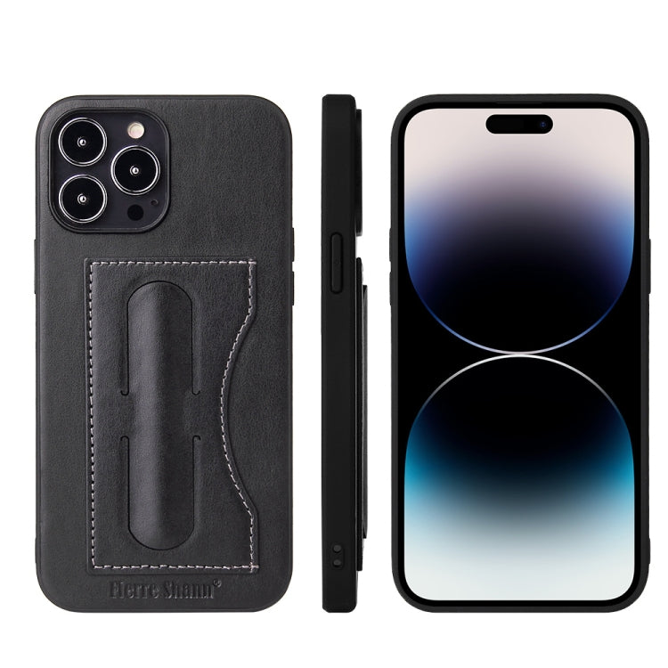 For iPhone 14 Pro Max Fierre Shann Holder Back Cover PU Phone Case(Black) - HoMEdemic™ 