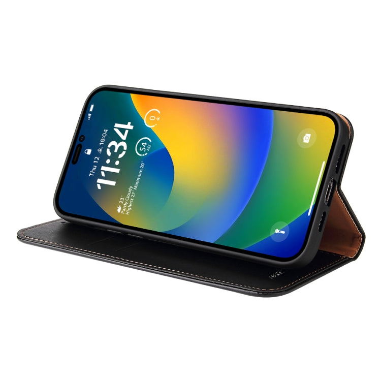 For iPhone 14 Pro Max Fierre Shann PU Genuine Leather Texture Leather Phone Case (Black) - HoMEdemic™ 