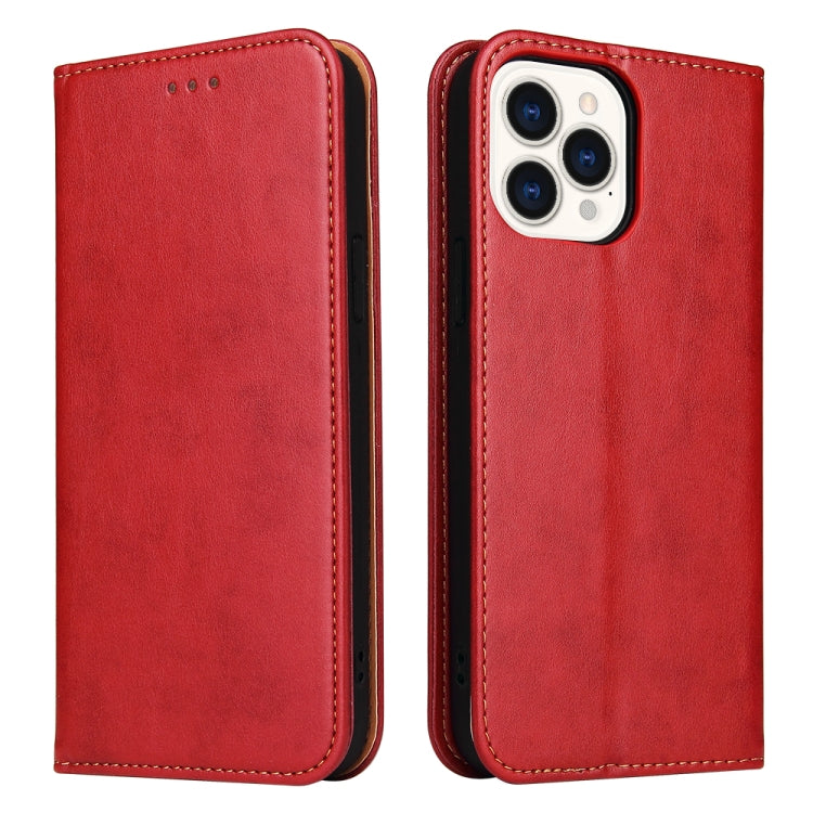 For iPhone 14 Pro Max Fierre Shann PU Genuine Leather Texture Leather Phone Case (Red) - HoMEdemic™ 
