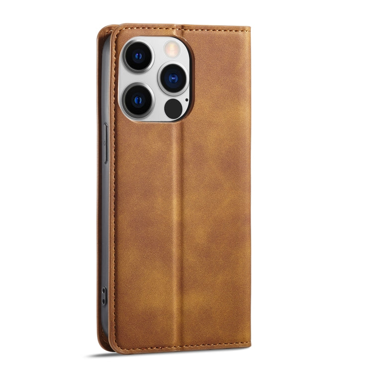 For iPhone 14 Pro Max Forwenw Dream Series Oil Edge Strong Magnetism Leather Phone Case(Brown) - HoMEdemic™ 