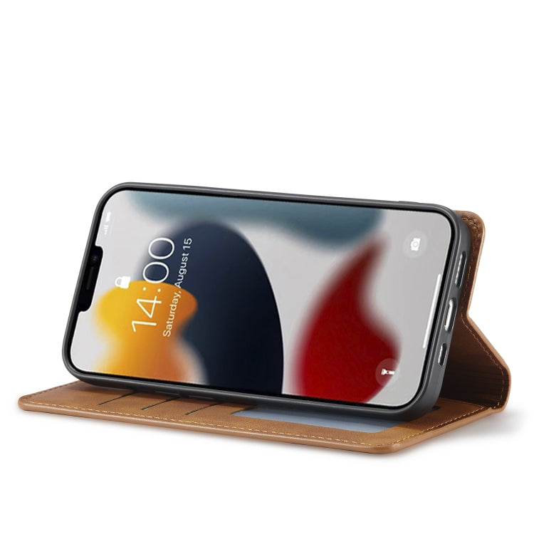 For iPhone 14 Pro Max Forwenw Dream Series Oil Edge Strong Magnetism Leather Phone Case(Brown) - HoMEdemic™ 