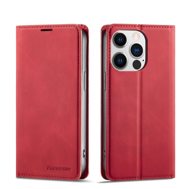 For iPhone 14 Pro Max Forwenw Dream Series Oil Edge Strong Magnetism Leather Phone Case(Red) - HoMEdemic™ 