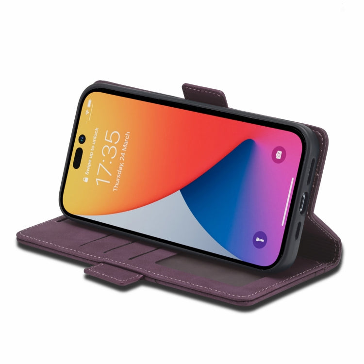 For iPhone 14 Pro Max Forwenw Dual-side Buckle Leather Phone Case (Wine Red) - HoMEdemic™ 