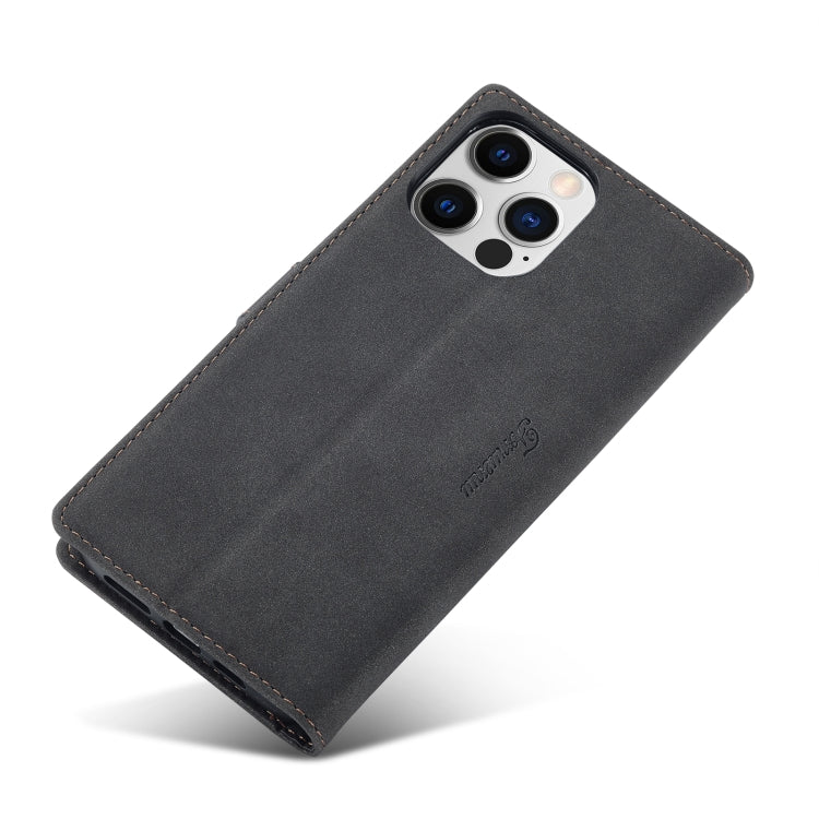 For iPhone 14 Pro Max Forwenw F1 Series Matte Strong Magnetism Leather Phone Case(Black) - HoMEdemic™ 