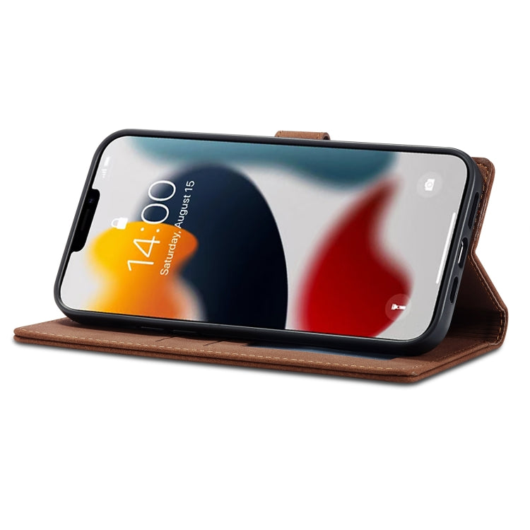 For iPhone 14 Pro Max Forwenw F1 Series Matte Strong Magnetism Leather Phone Case(Brown) - HoMEdemic™ 