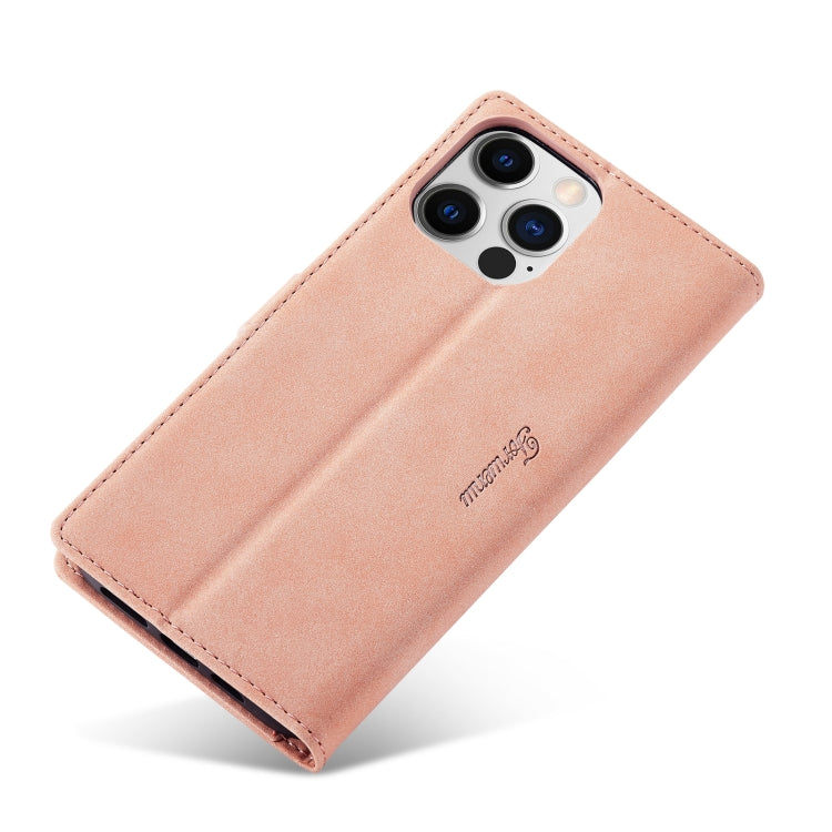 For iPhone 14 Pro Max Forwenw F1 Series Matte Strong Magnetism Leather Phone Case(Rose Gold) - HoMEdemic™ 