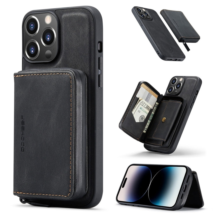 For iPhone 14 Pro Max JEEHOOD Magnetic Zipper Wallet Leather Phone Case (Black) - HoMEdemic™ 