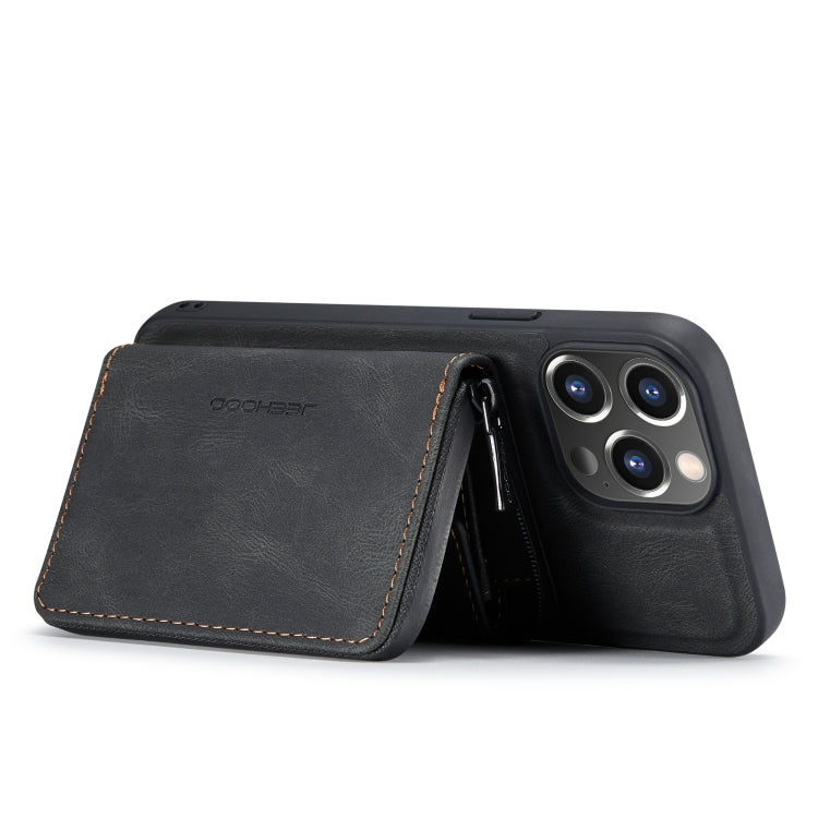 For iPhone 14 Pro Max JEEHOOD Magnetic Zipper Wallet Leather Phone Case (Black) - HoMEdemic™ 