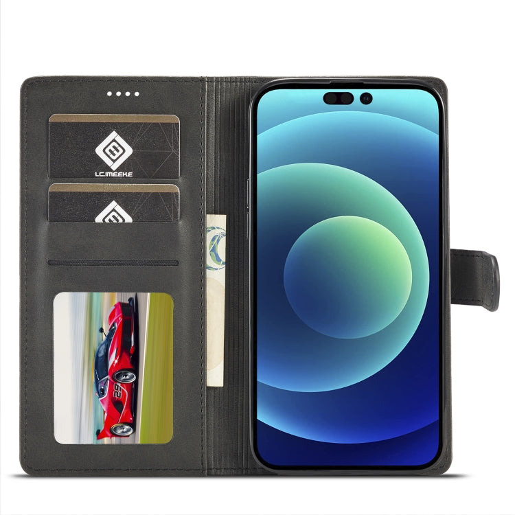 For iPhone 14 Pro Max LC.IMEEKE Calf Texture Horizontal Flip Leather Case (Black) - HoMEdemic™ 