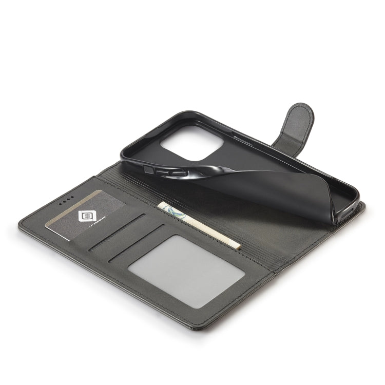 For iPhone 14 Pro Max LC.IMEEKE Calf Texture Horizontal Flip Leather Case (Black) - HoMEdemic™ 
