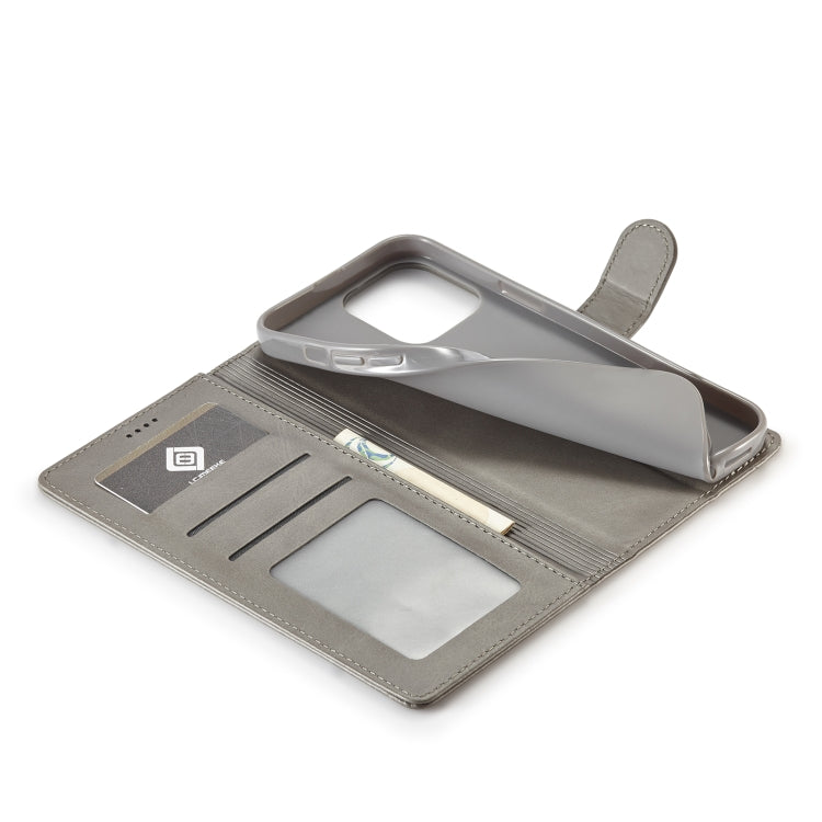 For iPhone 14 Pro Max LC.IMEEKE Calf Texture Horizontal Flip Leather Case (Grey) - HoMEdemic™ 