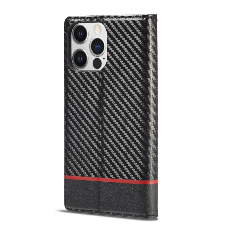 For iPhone 14 Pro Max LC.IMEEKE Carbon Fiber PU + TPU Leather Case (Horizontal Black) - HoMEdemic™ 