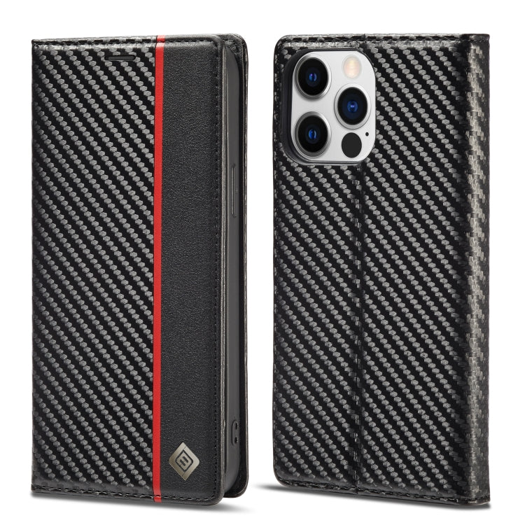 For iPhone 14 Pro Max LC.IMEEKE Carbon Fiber PU + TPU Leather Case (Vertical Black) - HoMEdemic™ 