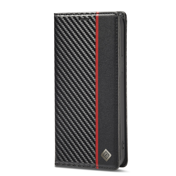 For iPhone 14 Pro Max LC.IMEEKE Carbon Fiber PU + TPU Leather Case (Vertical Black) - HoMEdemic™ 